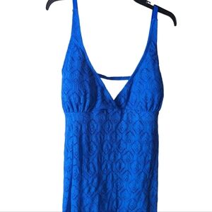 Meet Curve Blue Crochet Side Slit Swimdress One Piece ...Size 4XL